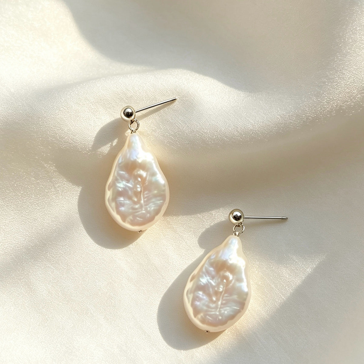 Pendientes de perla de agua dulce barroca | Plata de ley S925