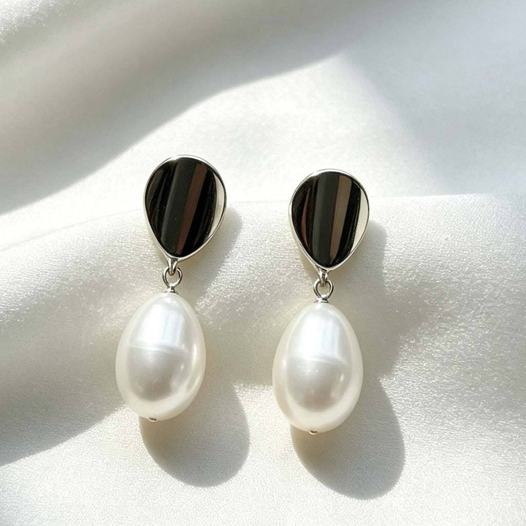 Pendientes de gota de perla de agua dulce | Plata de ley S925