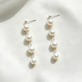 Pendientes largos de perlas de agua dulce | Plata de ley S925