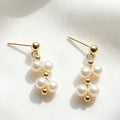 Pendientes de encaje con perla de agua dulce | Chapado en oro de 14K, plata S925