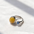 Silver Plated Citrine & Blue Topaz Open Ring | Sculptural Design
