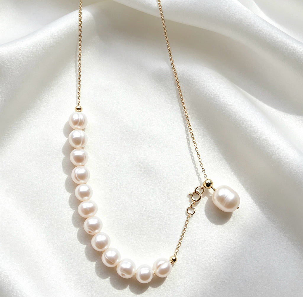 Collar de perlas Smile | Perlas de agua dulce naturales de 8 mm, oro
