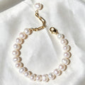 Pearl Bracelet | 8mm Natural Freshwater Pearls, 14K Gold Plated