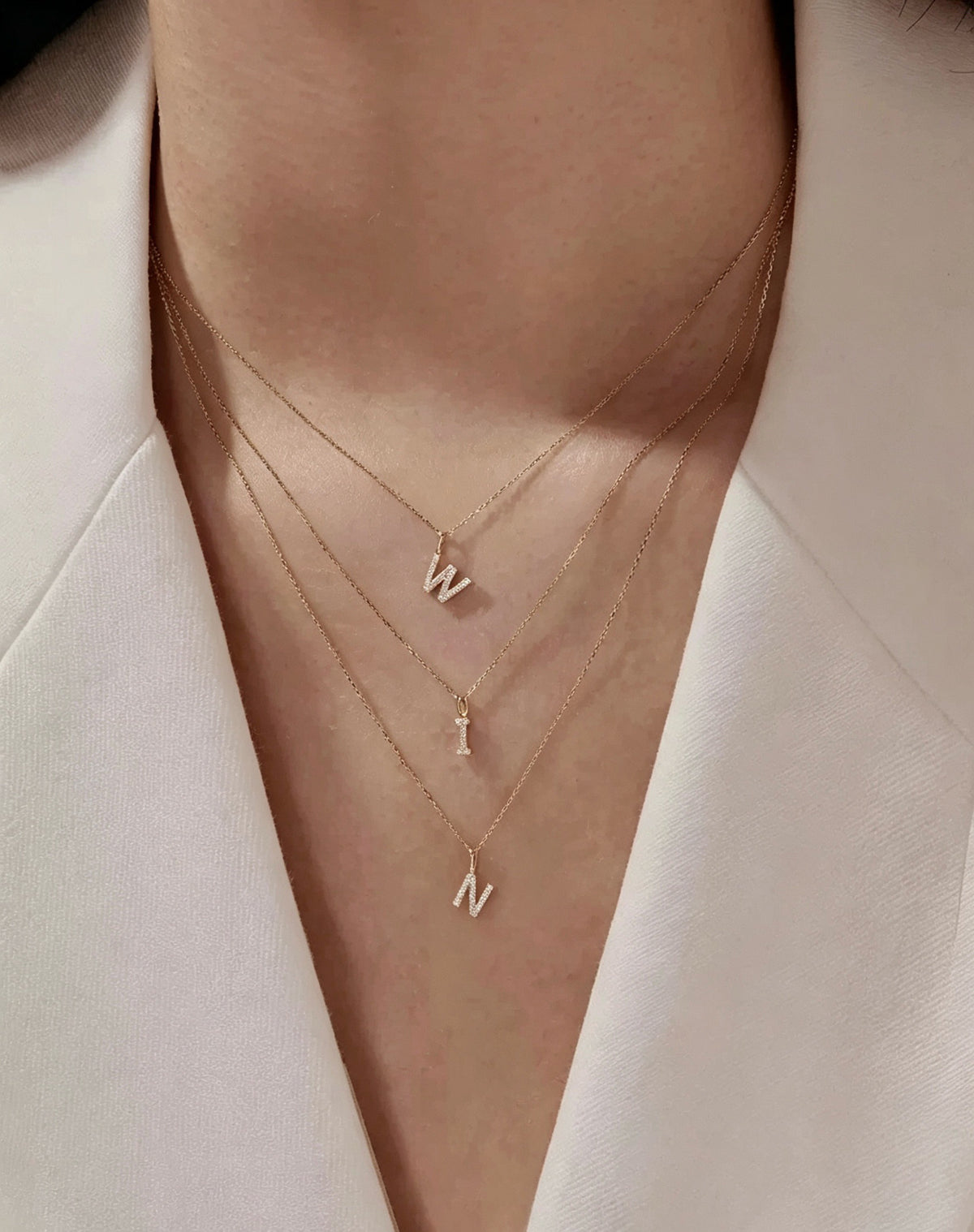 Collar con inicial "I" de circonita chapado en oro de 14 quilates | Plata S925 | Hecho a mano