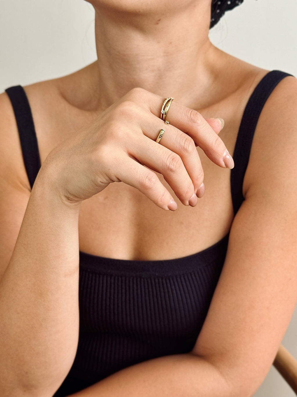 14K Gold Plated Dainty Emerald Ring | Thin Open Design