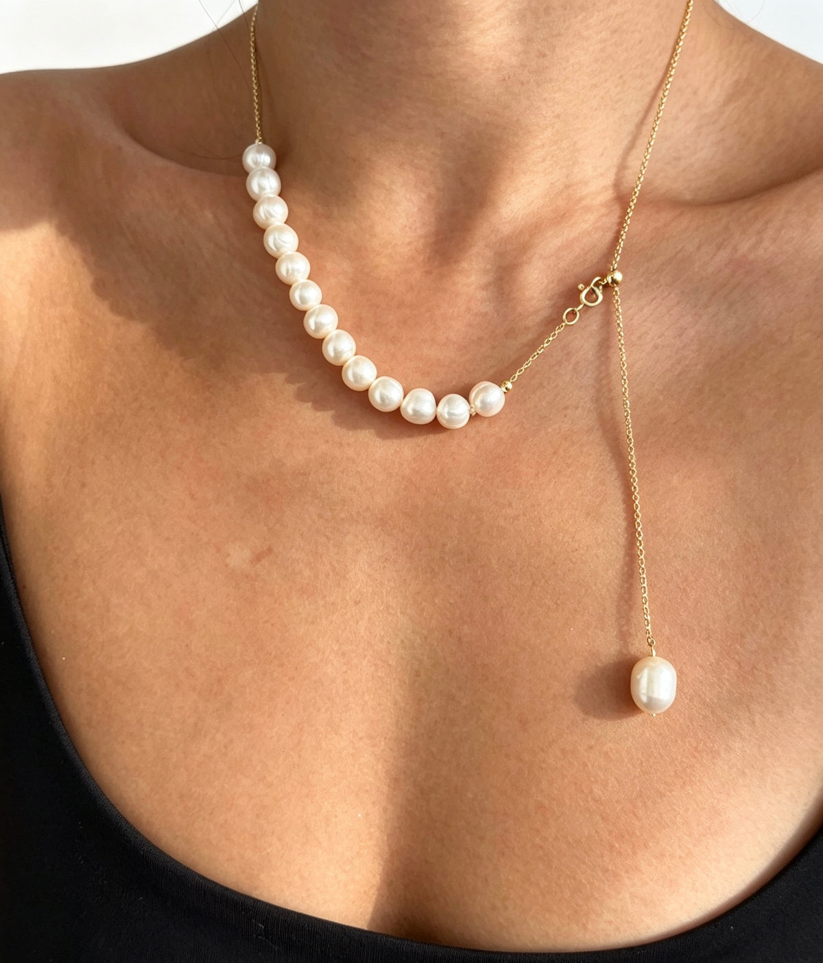 Collar de perlas Smile | Perlas de agua dulce naturales de 8 mm, oro