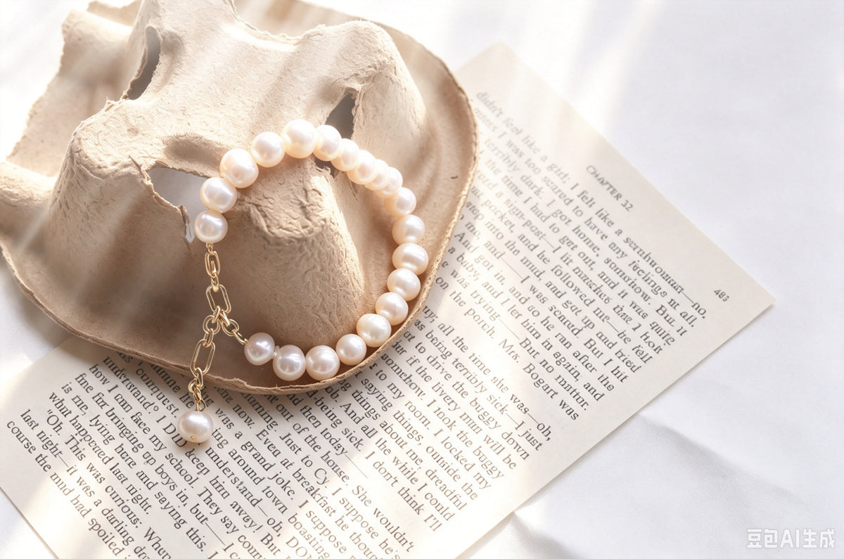 Pulsera de perlas | Perlas de agua dulce naturales de 8 mm, bañadas en oro de 14 K