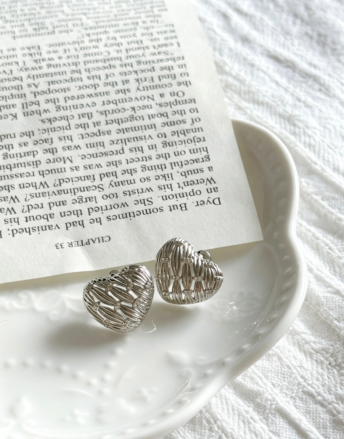 Silver Plated Heart CZ Stud Earrings | S925 Sterling Silver Posts