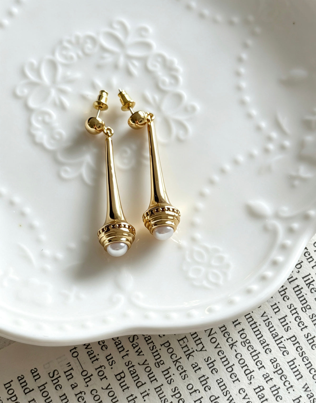 14K Gold Plated Pearl Drop Earrings | S925 Sterling Silver Posts