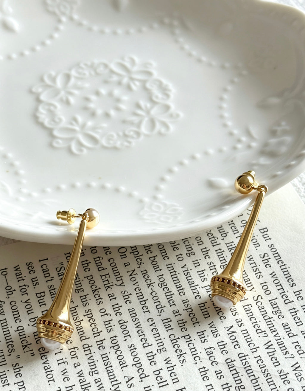 14K Gold Plated Pearl Drop Earrings | S925 Sterling Silver Posts